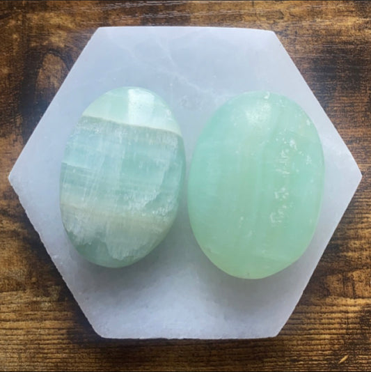 Pistachio Calcite Palm Stone
