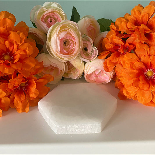 10cm Hexagon Selenite Plate