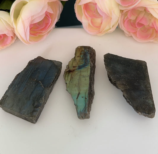 Half Polished Labradorite Slab