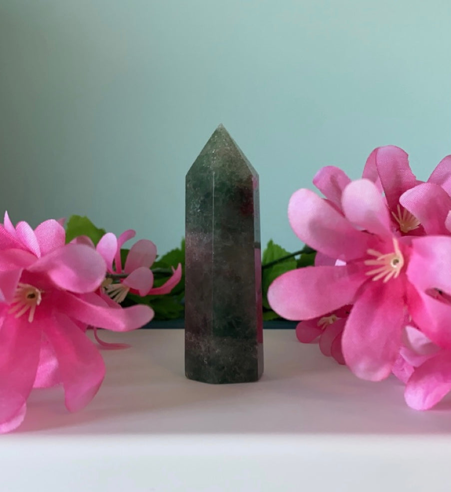Green Strawberry Quartz Tower