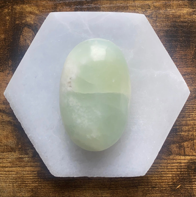 Pistachio Calcite Palm Stone