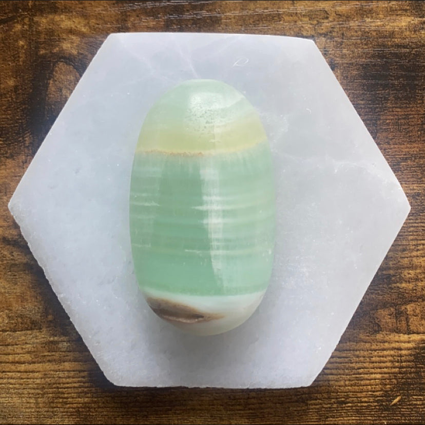 Pistachio Calcite Palm Stone