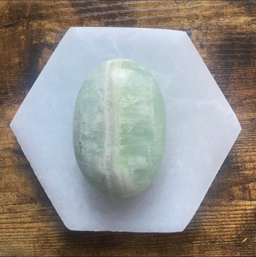 Pistachio Calcite Palm Stone