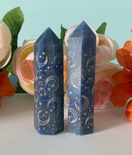 Blue Aventurine Etched Tower
